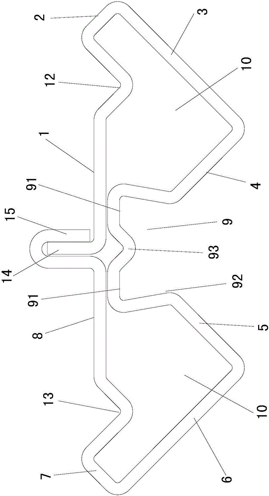 Twenty-folded profile formed by one-time roll forming used for cabinet framework