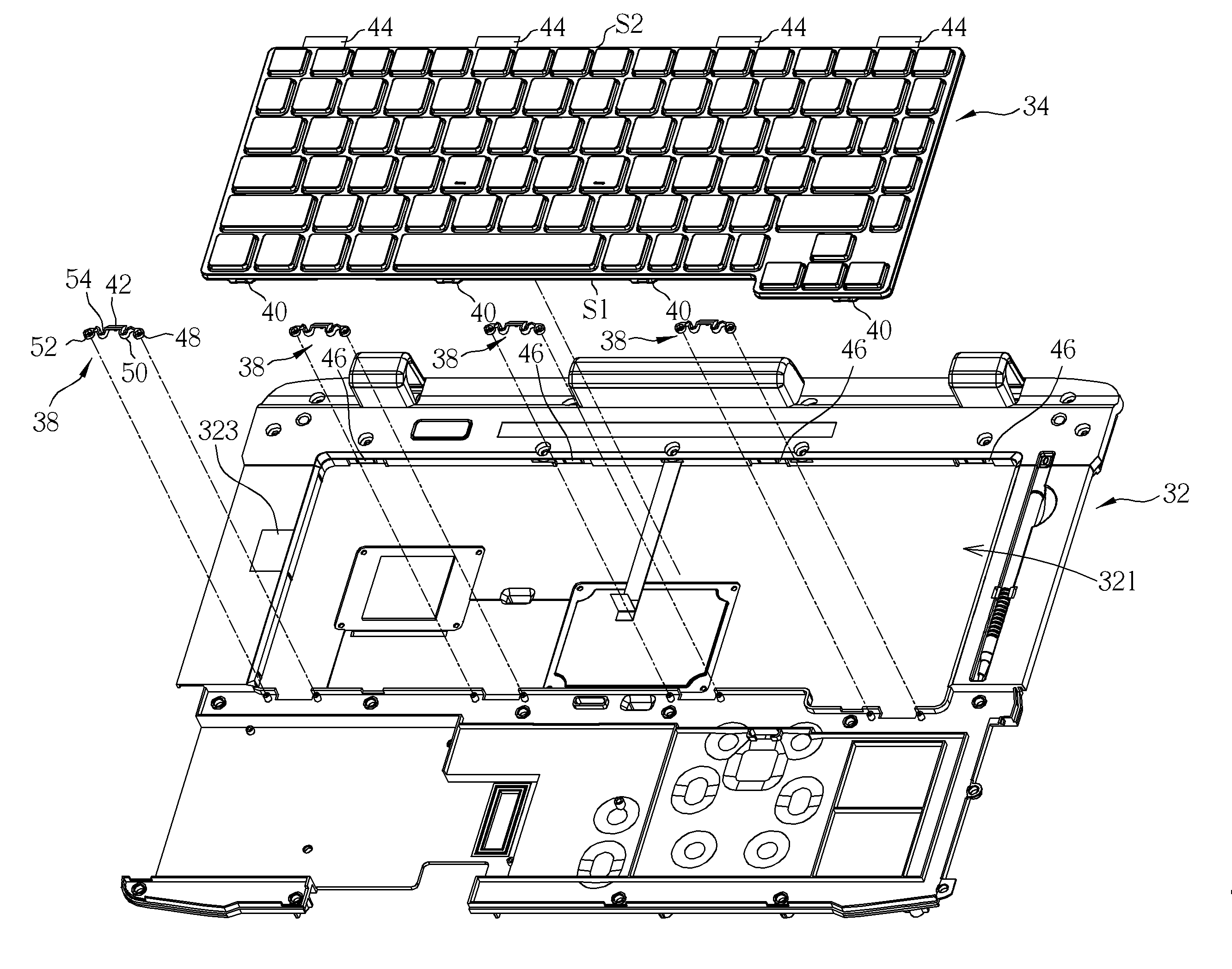 Keyboard fixing structure for fixing a keyboard and portable electronic device therewith