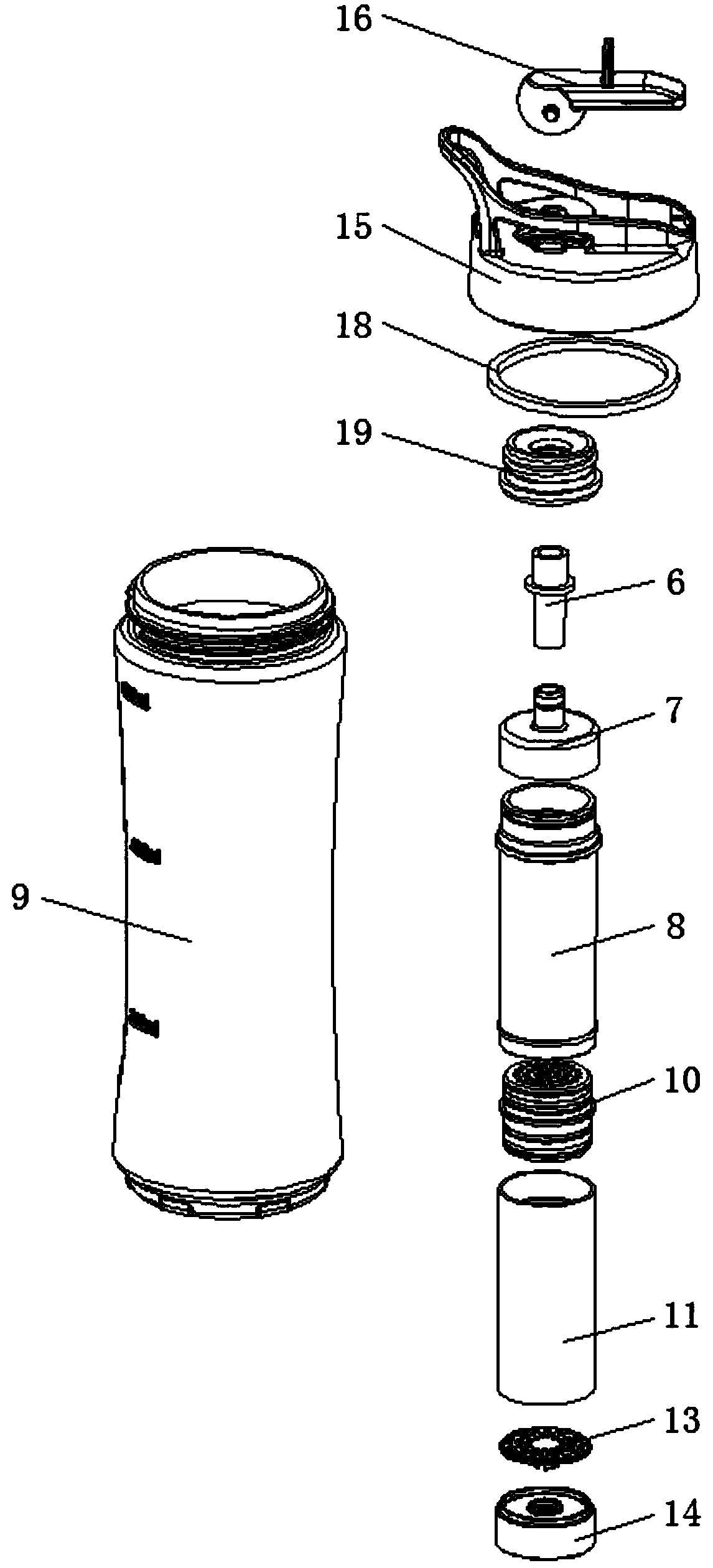 Mouth sucking type hydrogen-rich water purifying cup