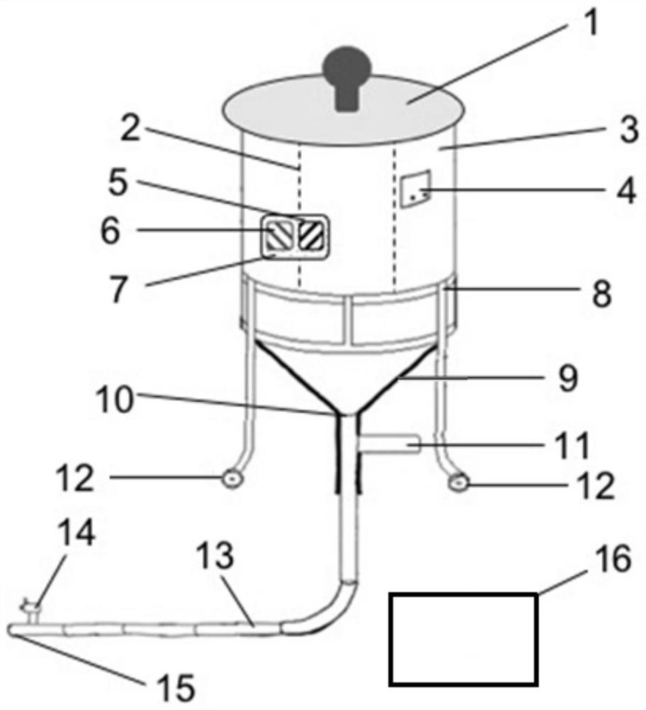 A device for dropping fertilized eggs of large whitebait under ice on large water surface and using method thereof