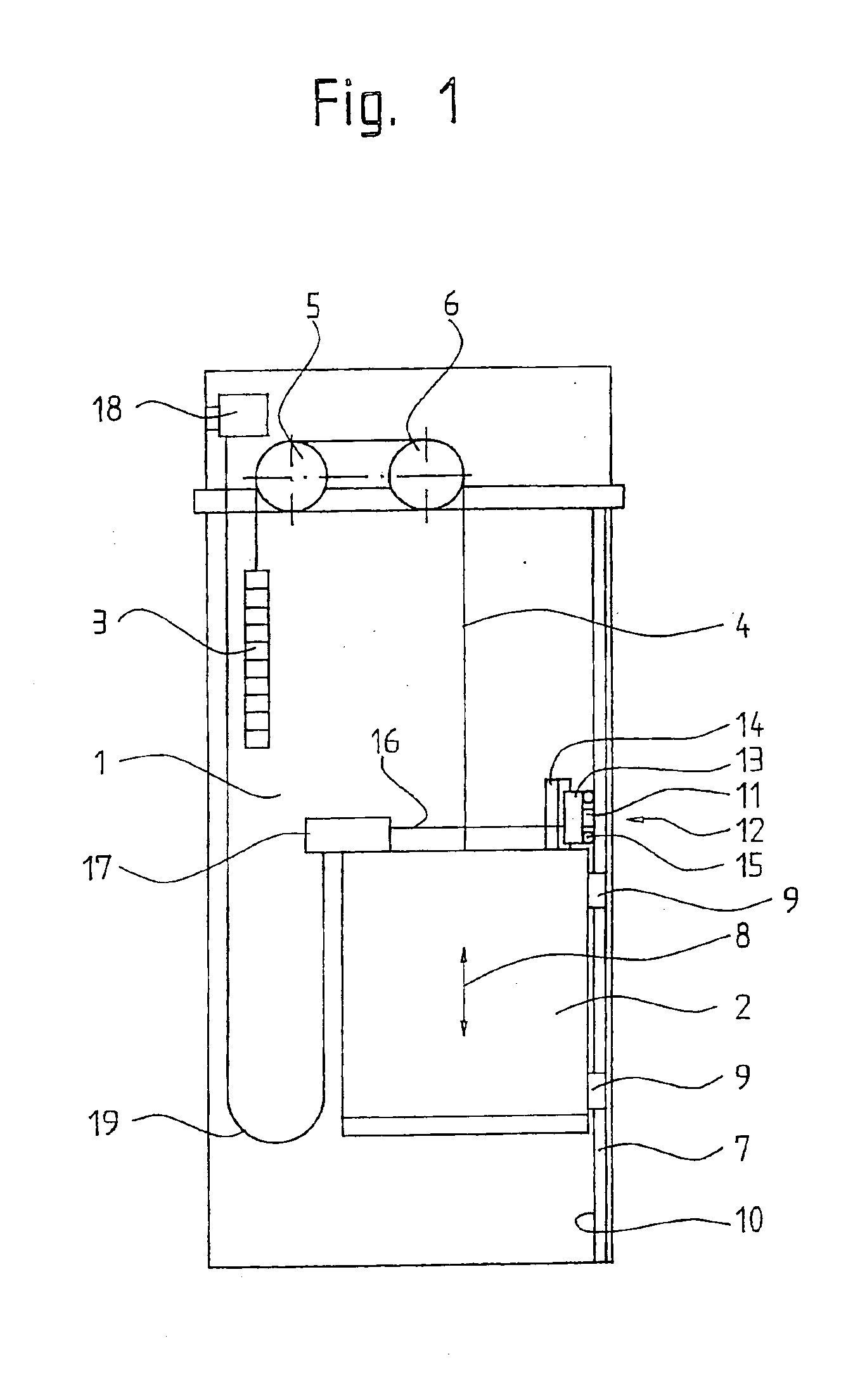 Elevator installation with a measuring system for determining absolute car position