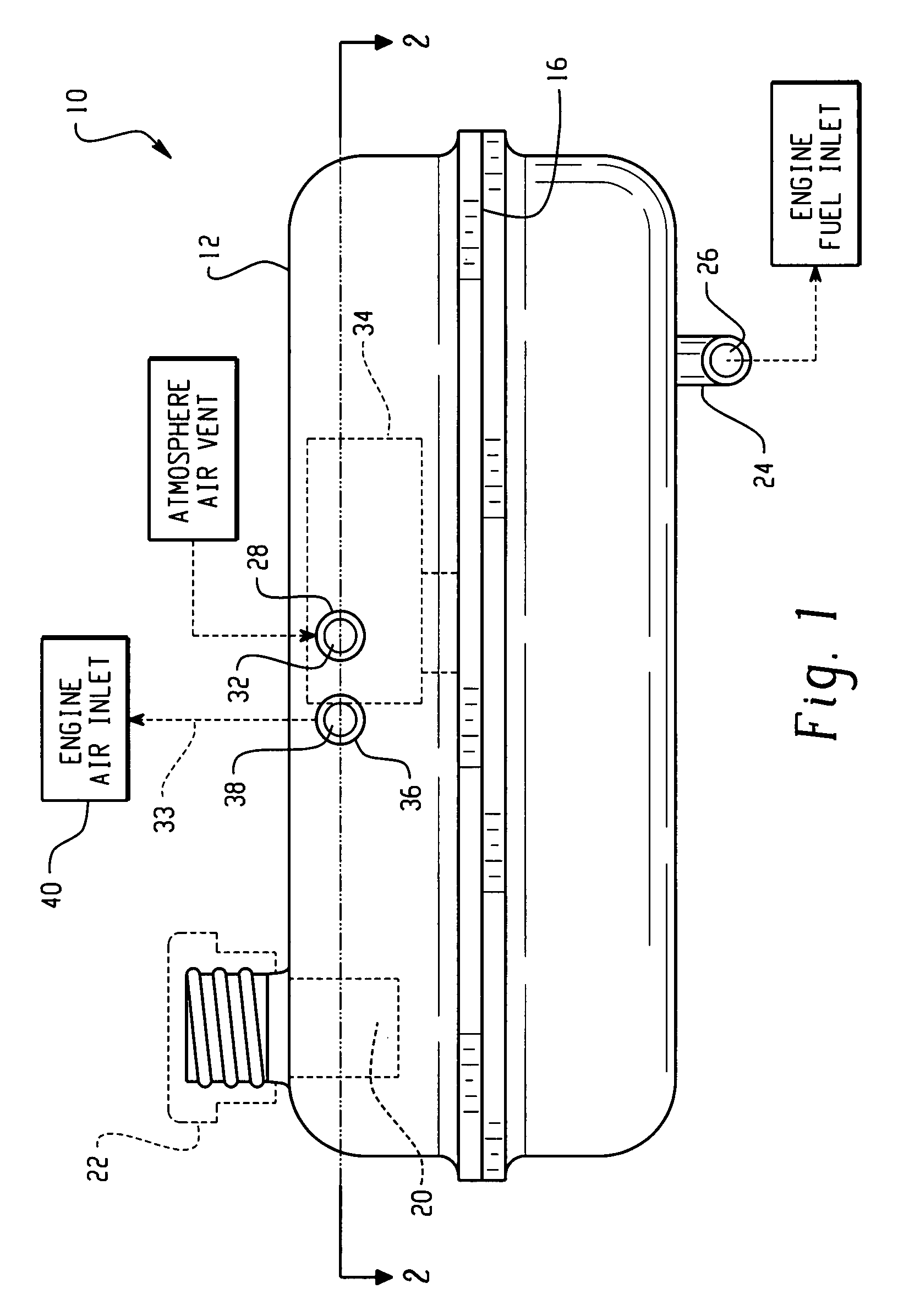 Small engine fuel tank with integrated evaporative controls