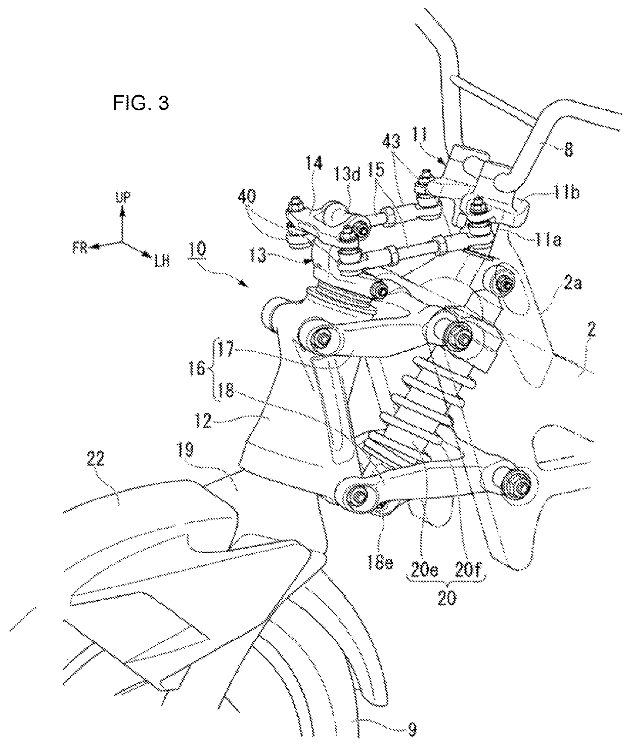 Front suspension structure for saddle riding type vehicle