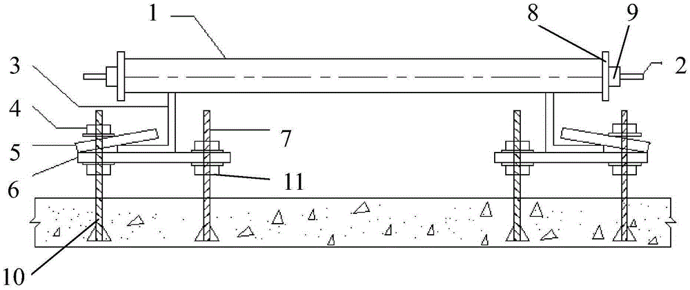 Device for leveling super-flat floor and method for conducting super-flat floor construction through device