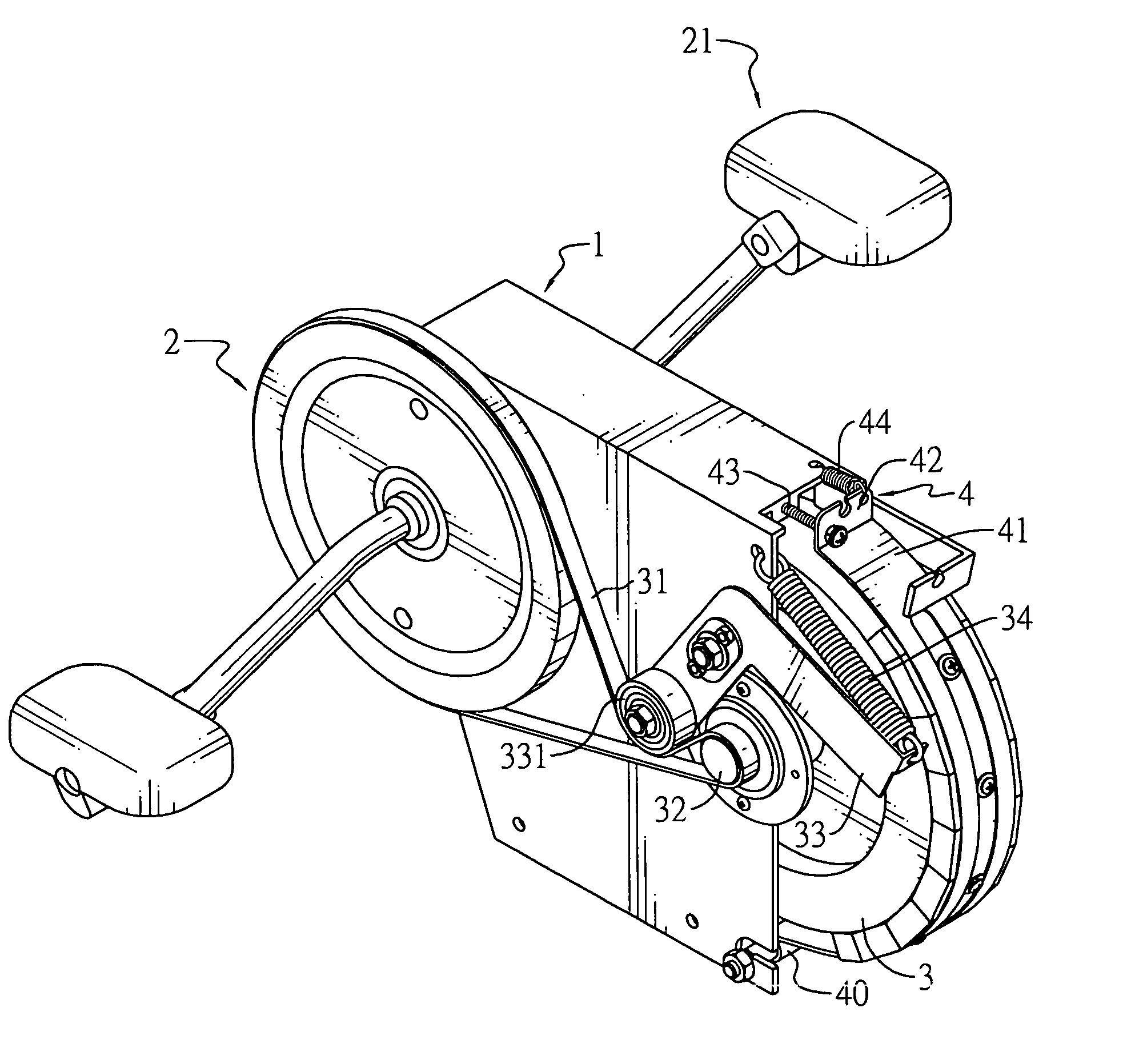 Modulated transmission assembly for an exercise bicycle