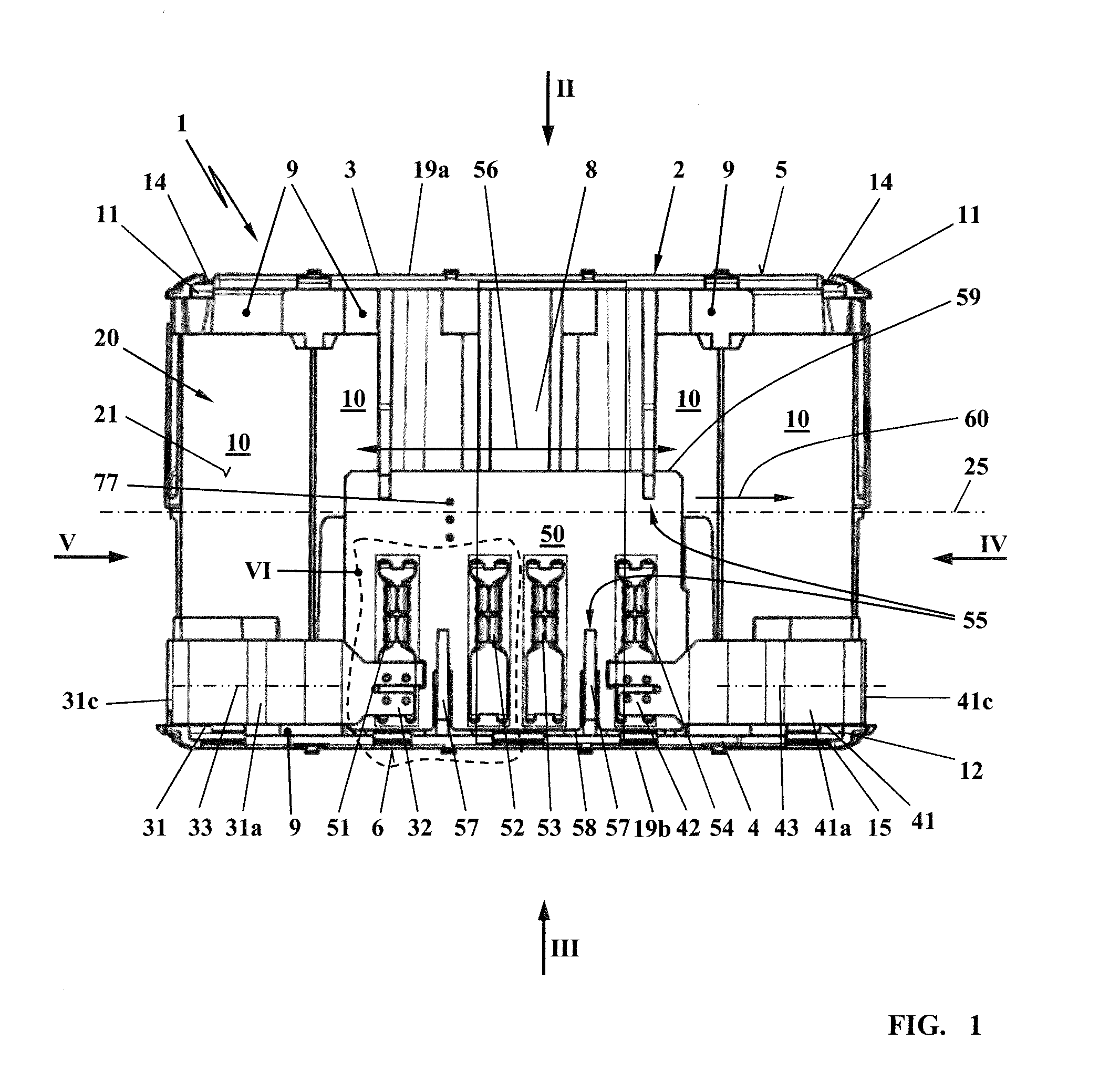Rechargeable battery pack having a contact plate for connection to a load