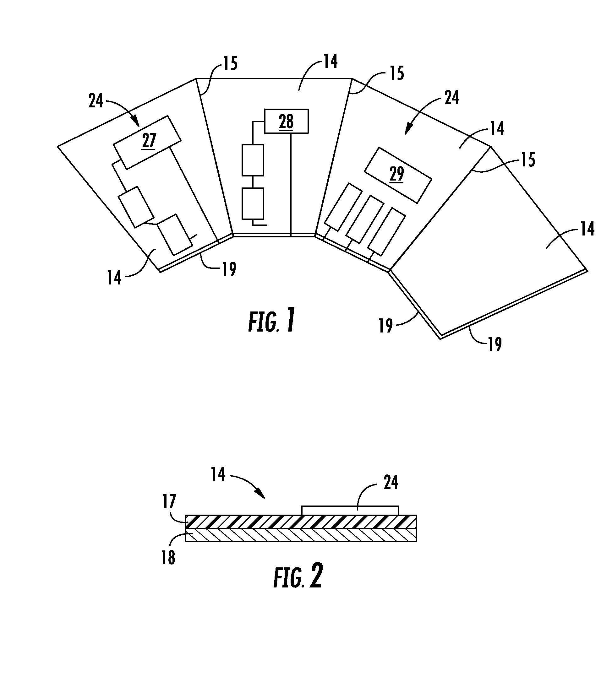 Horn antenna including integrated electronics and associated method