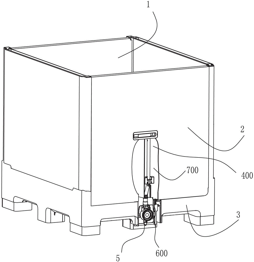 Valve opening-closing device used for compound type medium-sized bulk container and container