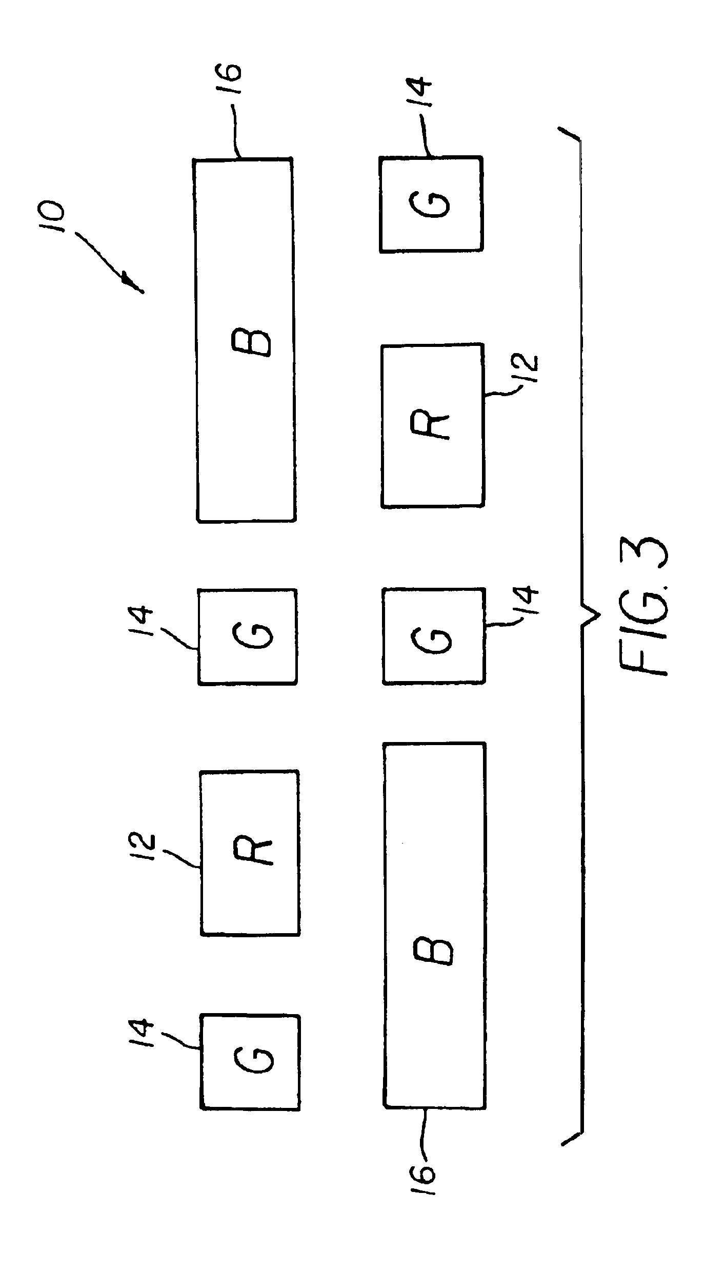 Color OLED display having repeated patterns of colored light emitting elements