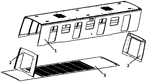 Carbon fiber composite subway vehicle body formed through low cost process