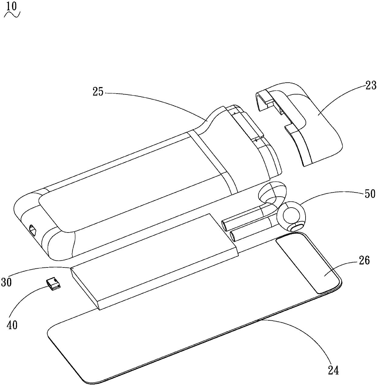 Back clamp battery and protection sleeve assembly