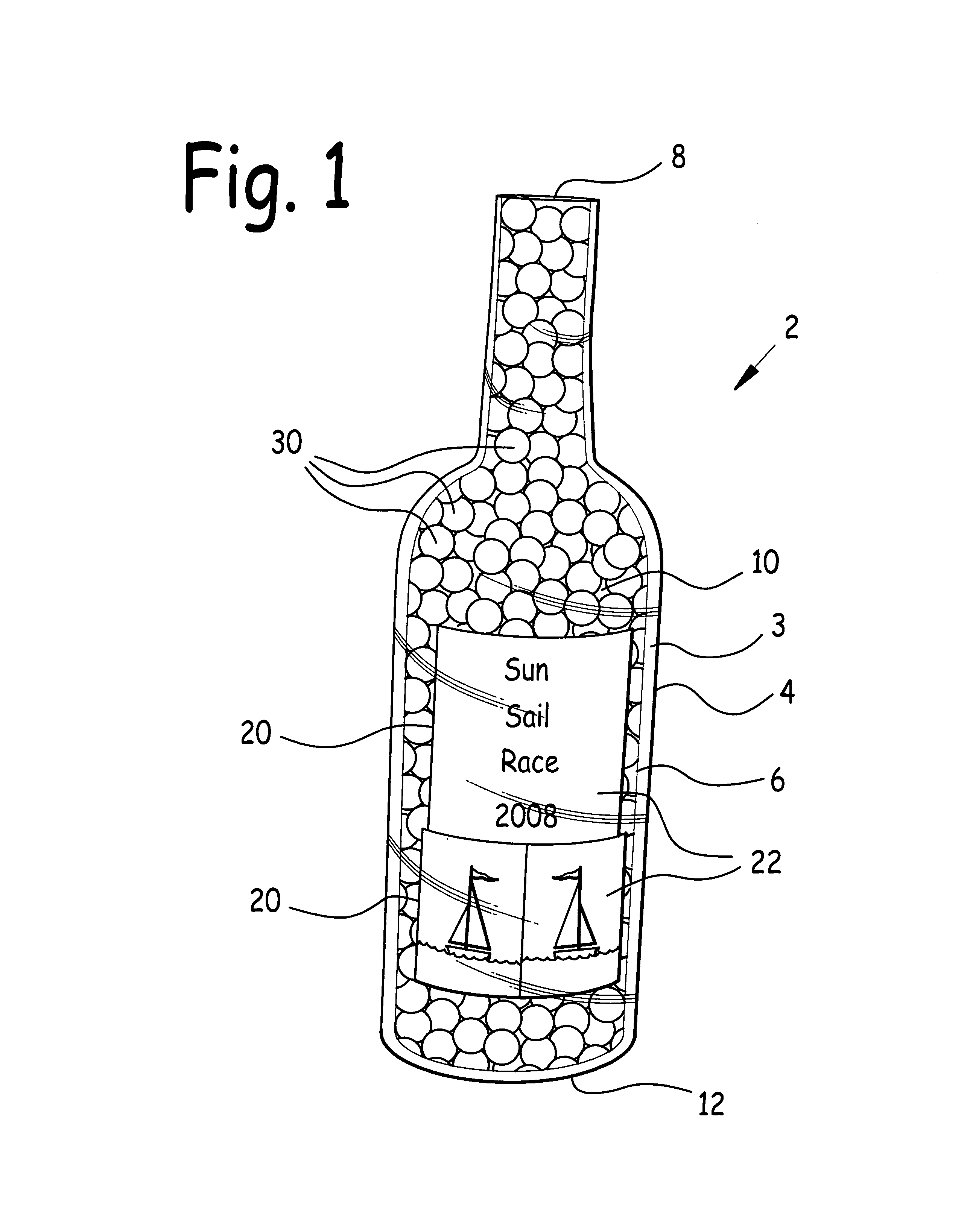 Apparatus and method to display content in a transparent vessel
