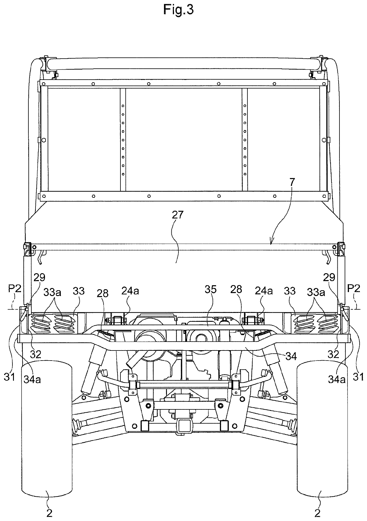Vehicle having a load carrying deck and attachment device for the same