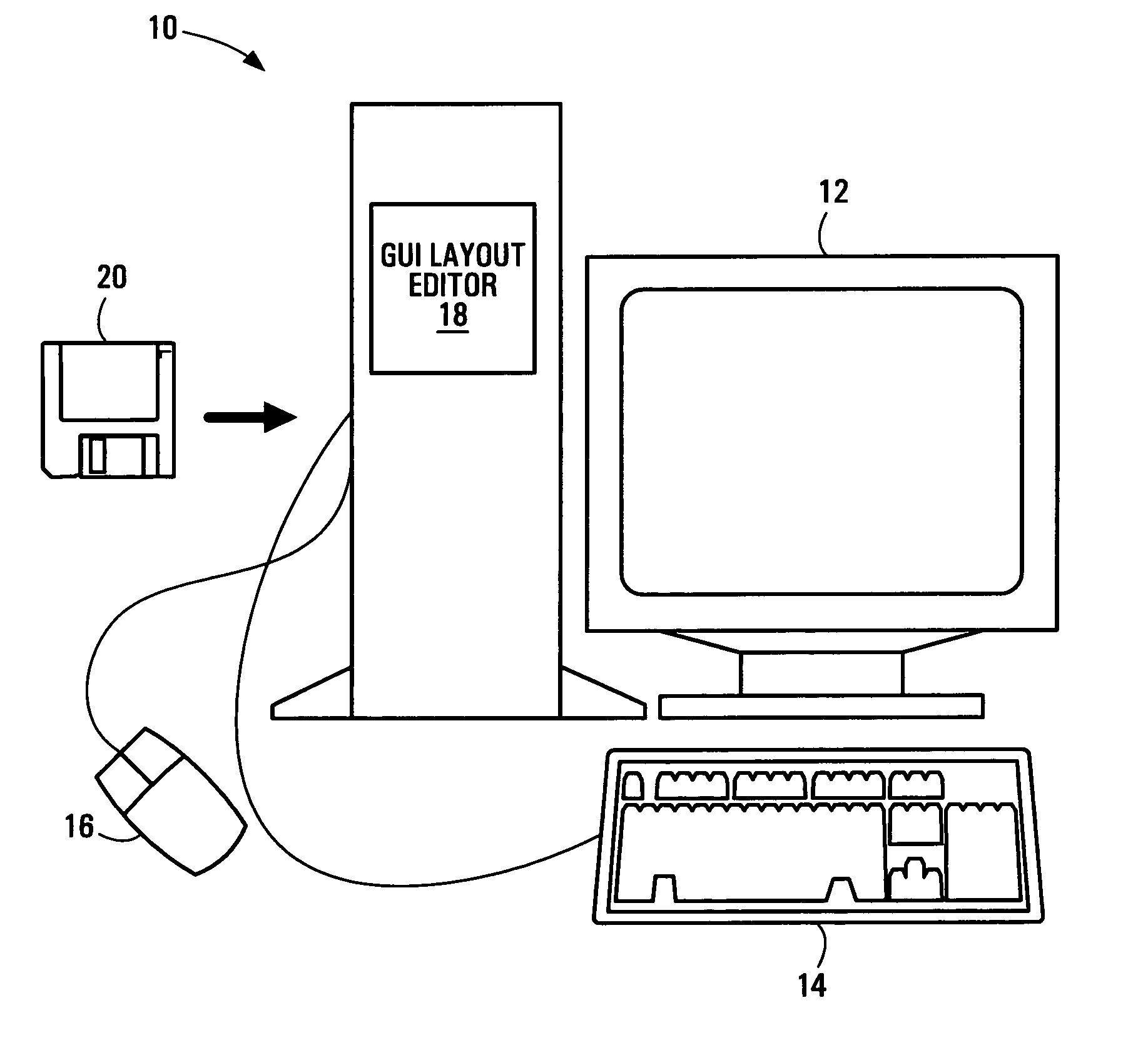 Display of enlarged visual container graphical user interface (GUI) components during GUI layout or design