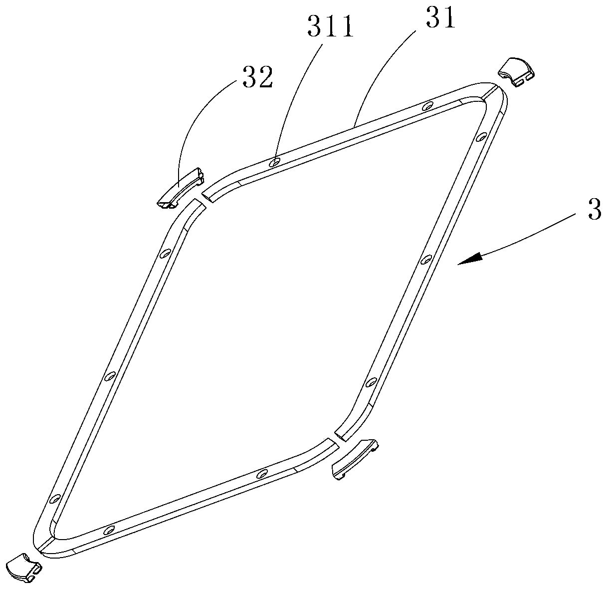 Illumination lamp and transparent part pressing plate thereof