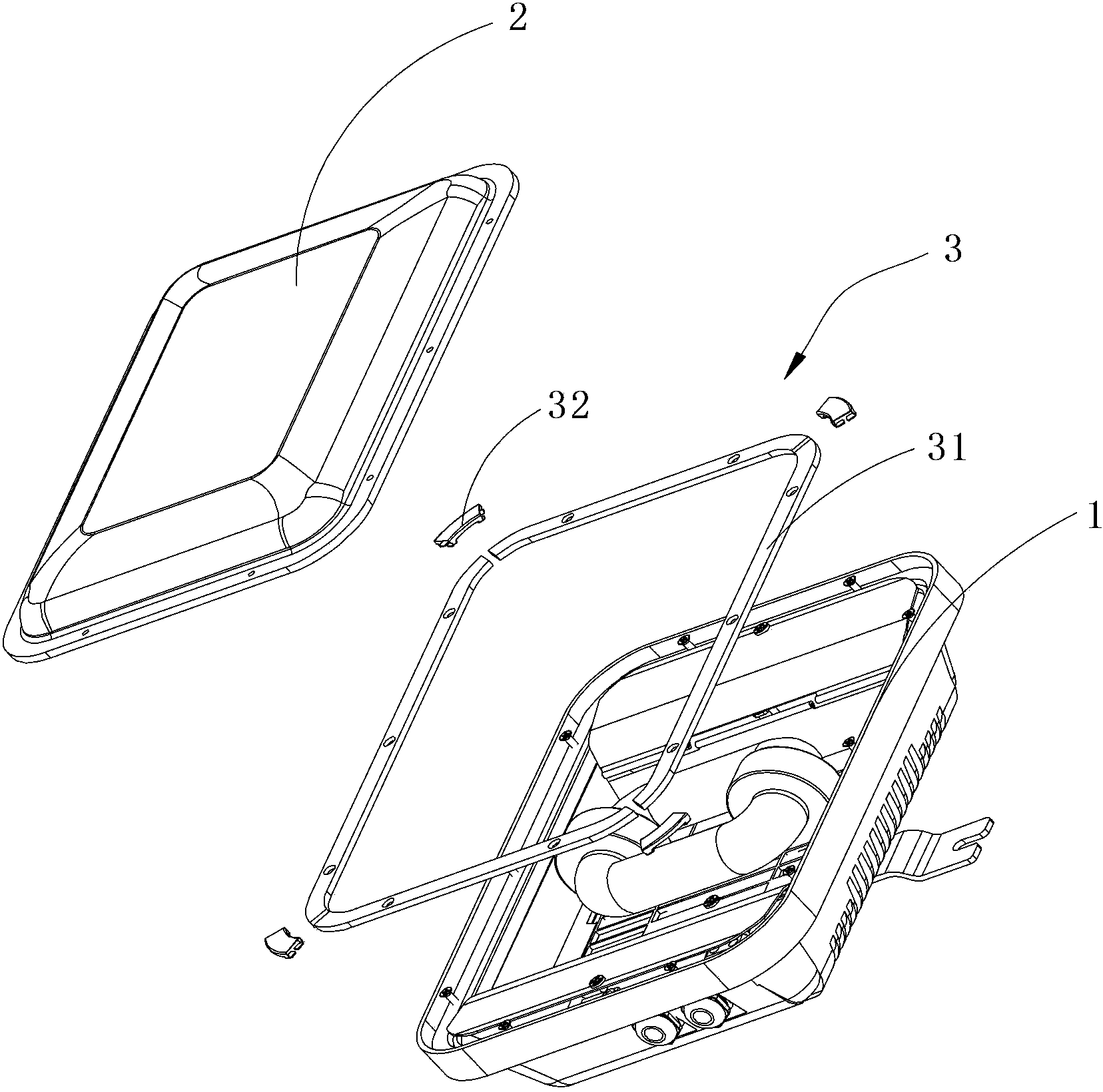 Illumination lamp and transparent part pressing plate thereof