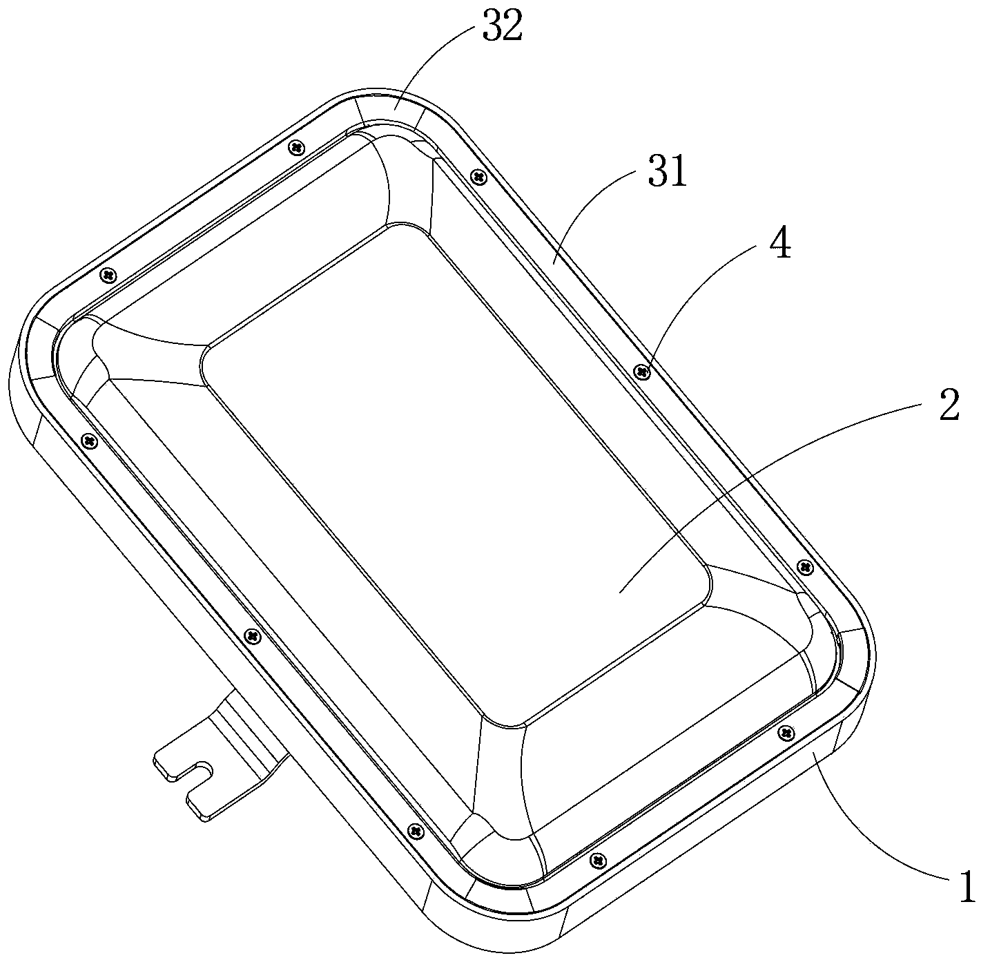 Illumination lamp and transparent part pressing plate thereof