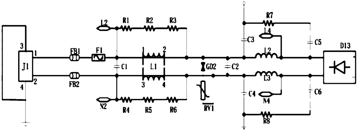 A power input filter protection circuit