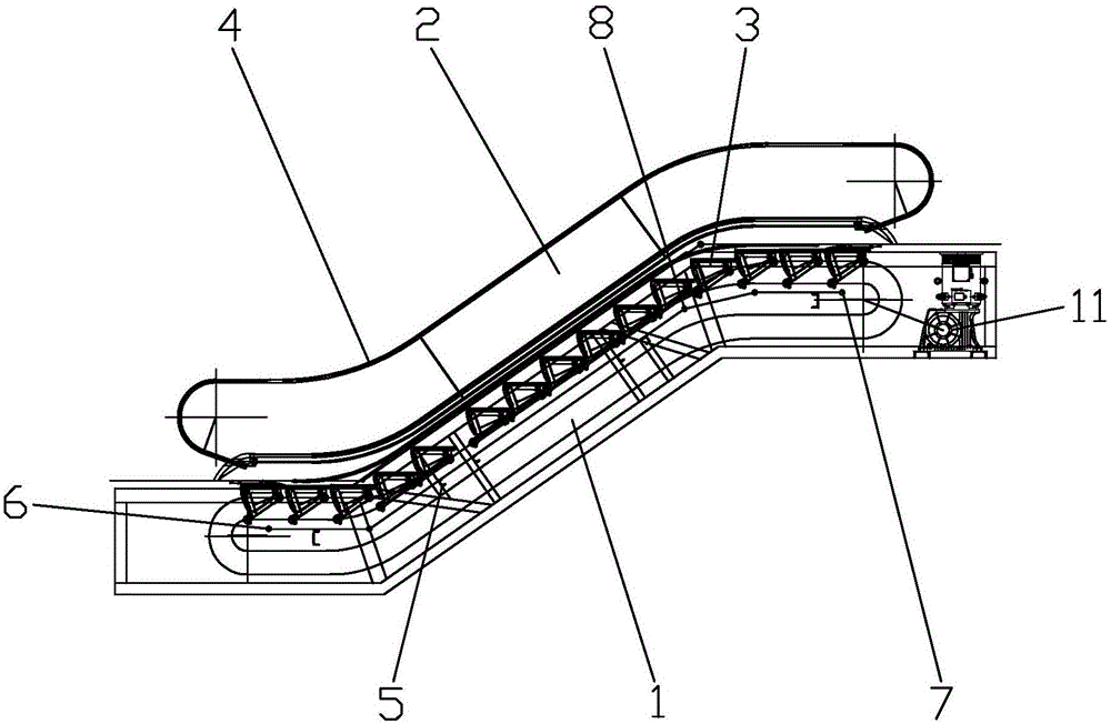 Anti-sinking structure applied to escalators or moving sidewalks