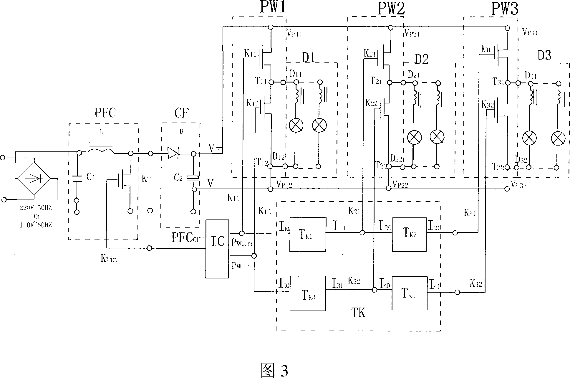 A device for lighting electric light source via multi-channel output