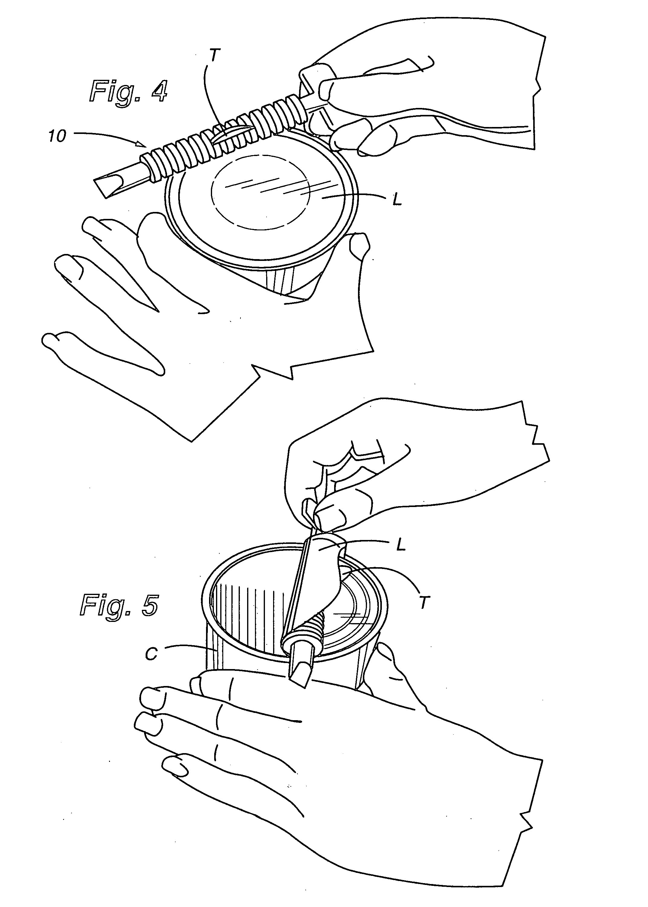 Container lid opening device and method
