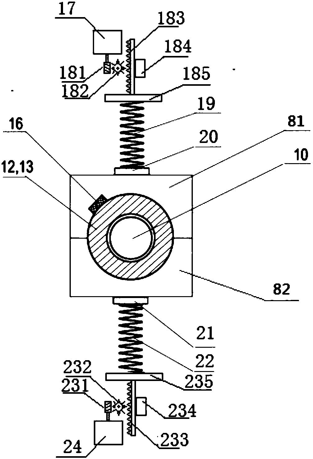 Antifriction bearing fatigue life testing device of rack-and-pinion transmission loading alternating load