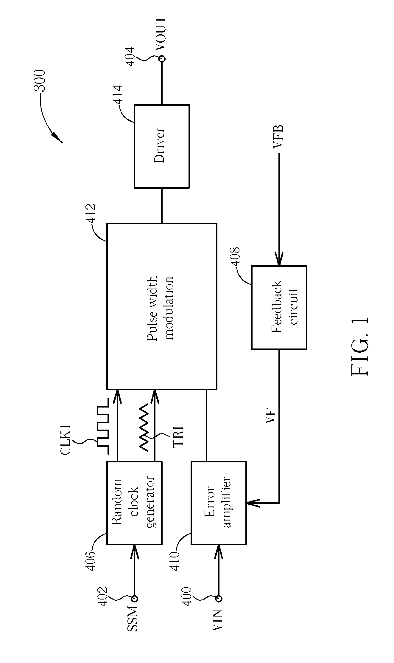 Spread Spectrum Device and Related Random Clock Generator for a Switching Amplifier