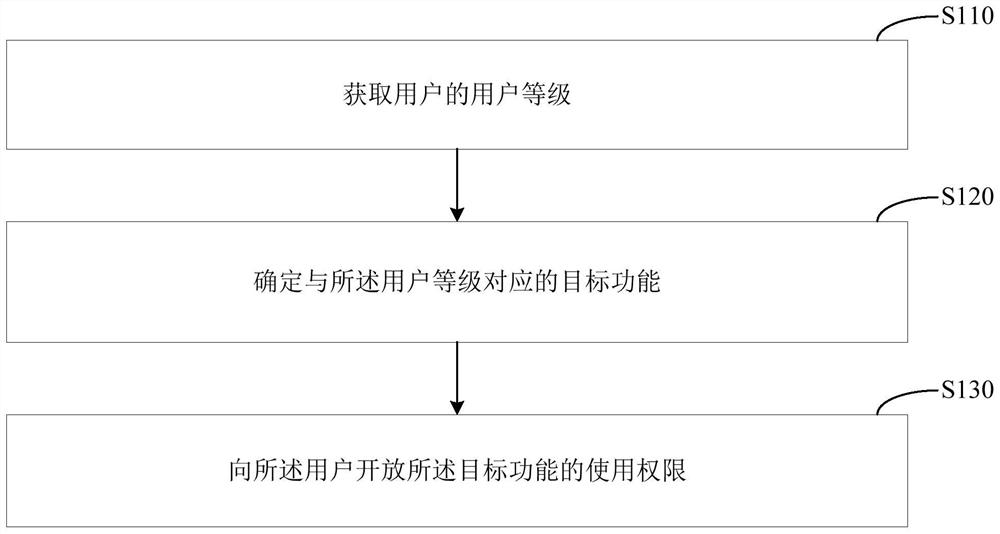 Function permission opening method and device, electronic equipment and storage medium