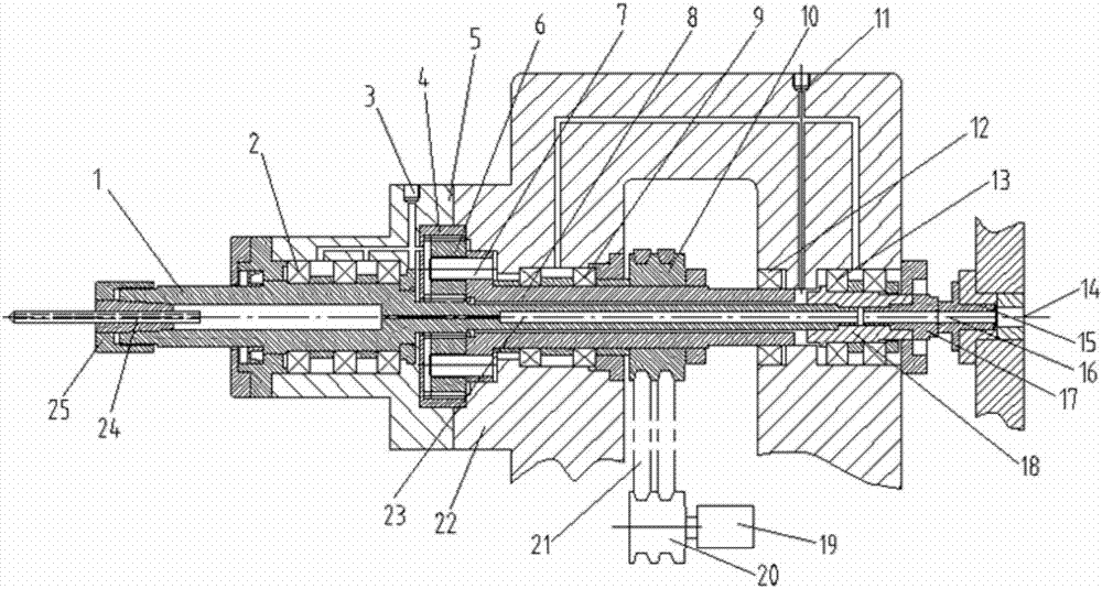 Planetary speed increasing mechanism device with internally-arranged spindle