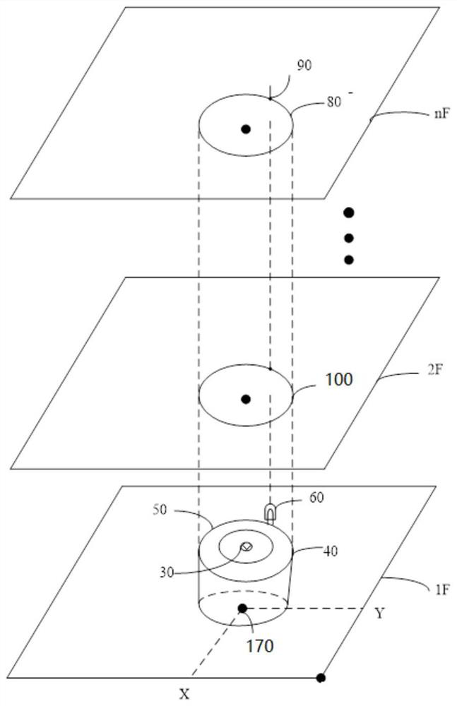 Positioning method for reserved holes of pipelines of multi-storey building