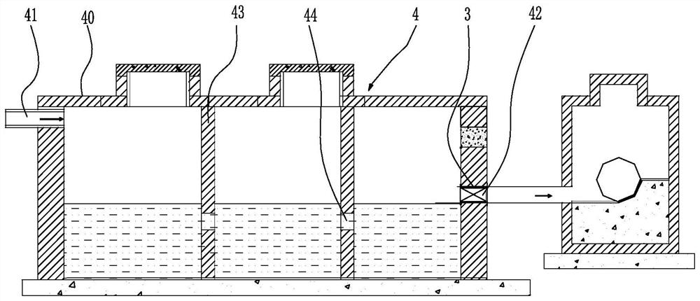 Reconstruction method based on existing septic tank, buffer tank and drainage system