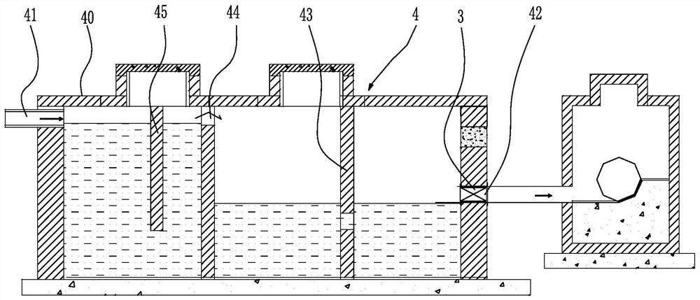 Reconstruction method based on existing septic tank, buffer tank and drainage system