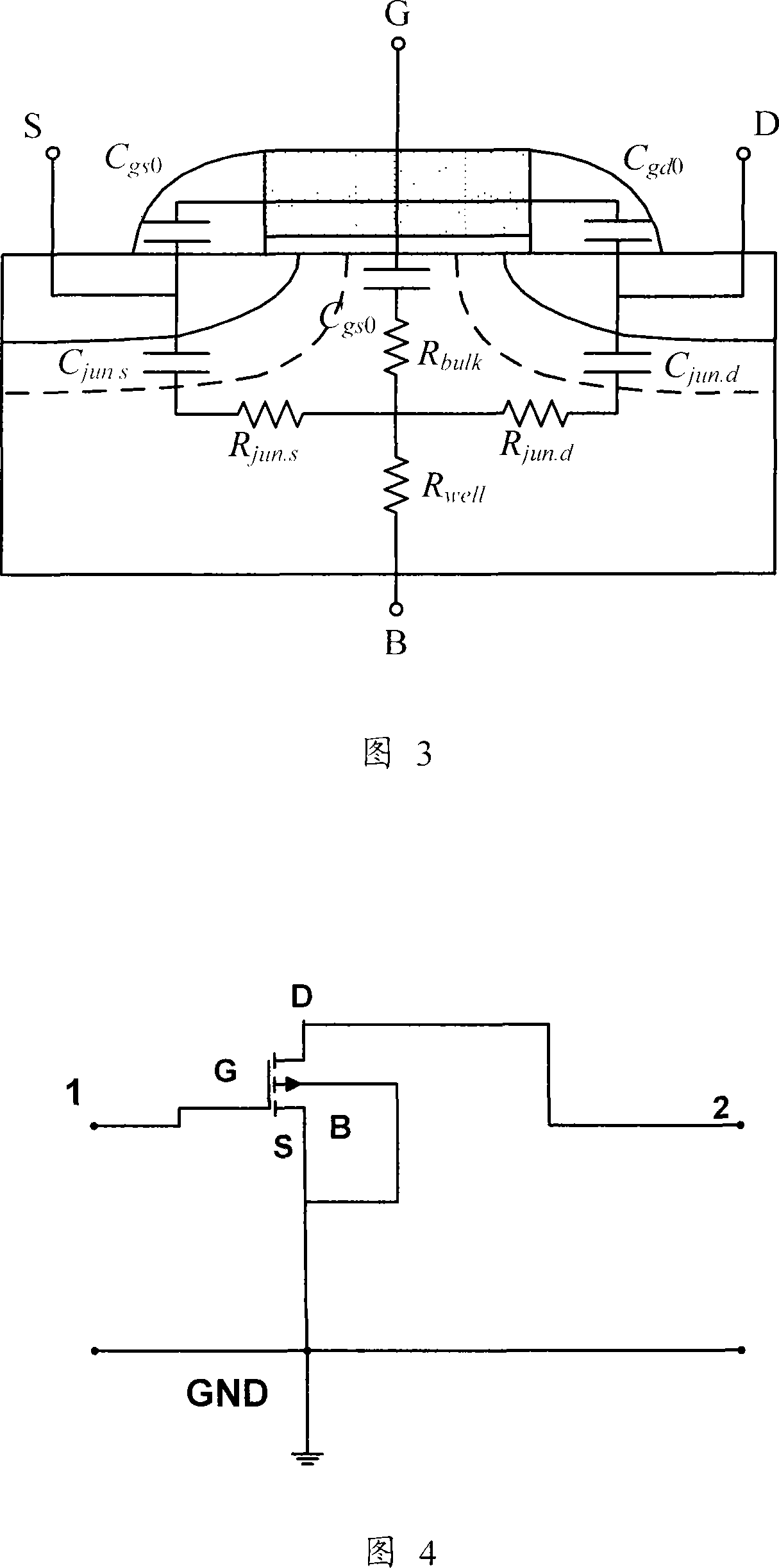 MOS transistor radio frequency circuit simulated macro model and its parameter extraction method