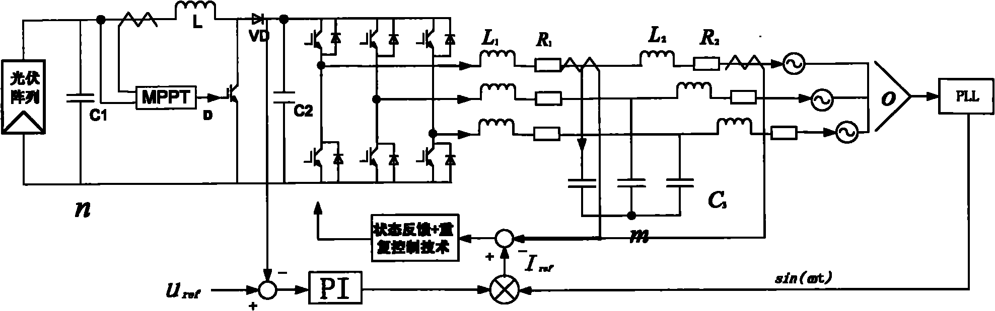 Two-stage photovoltaic grid-connected control system based on combination of pole allocation and repetitive control
