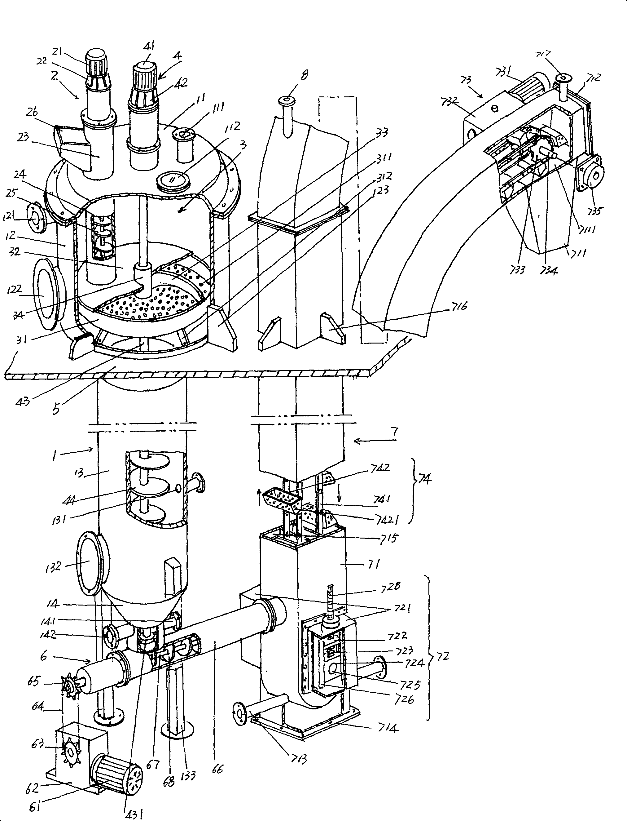 Equipment for continuous extraction of fish protein