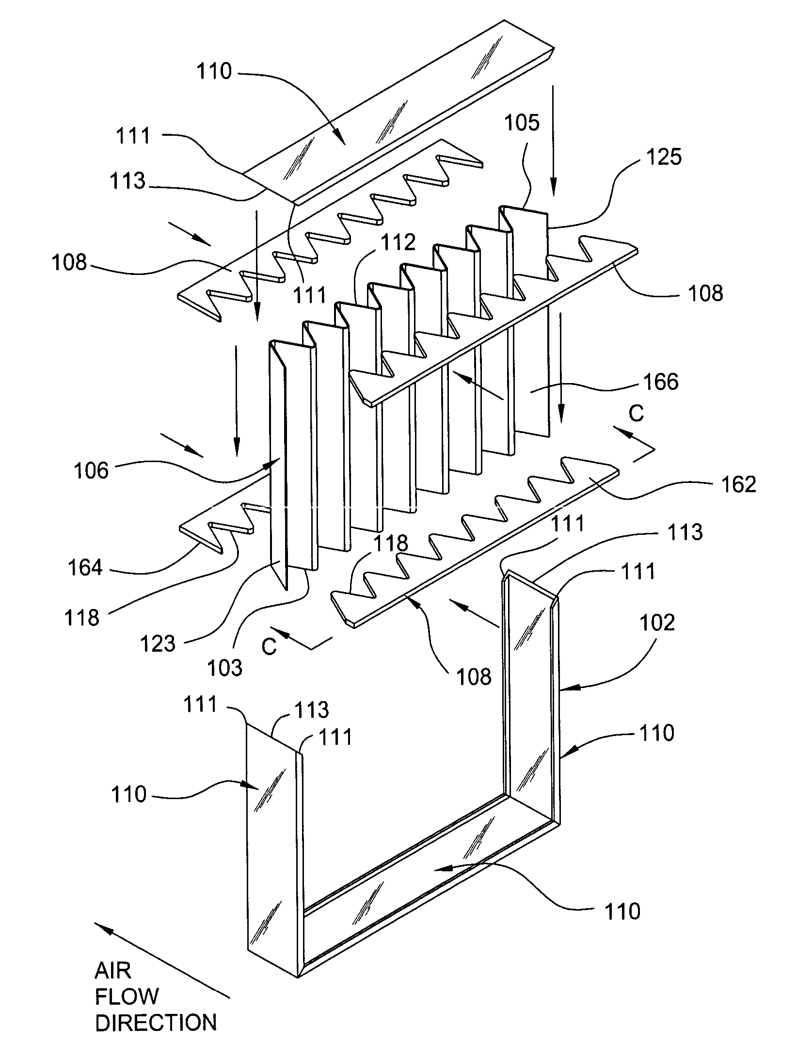 Filter assembly with compressed media edge seal