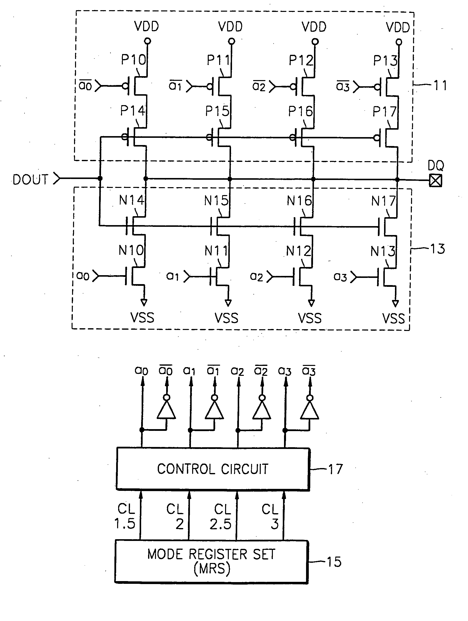 Output driver capable of controlling slew rate of output signal according to operating frequency information or CAS latency information