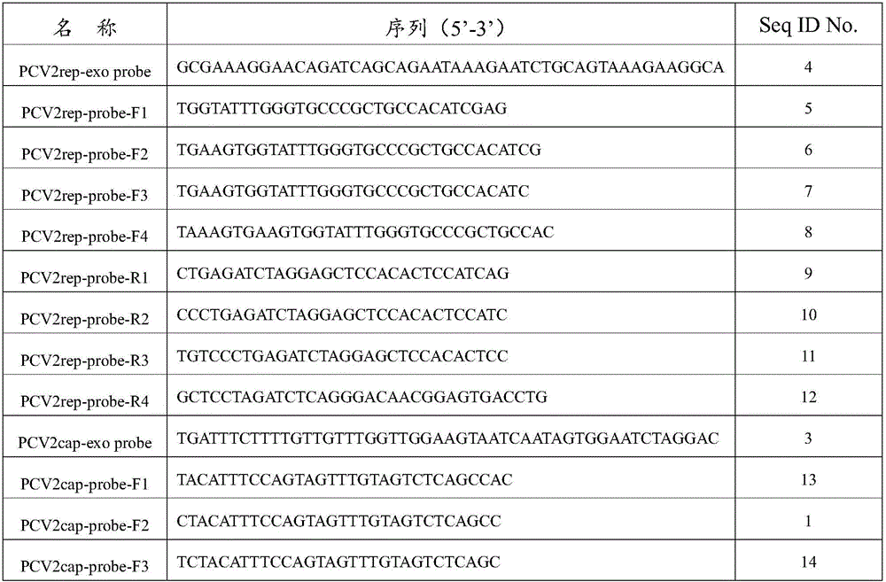 Reagent and detection method for detecting porcine circovirus type 2 and application