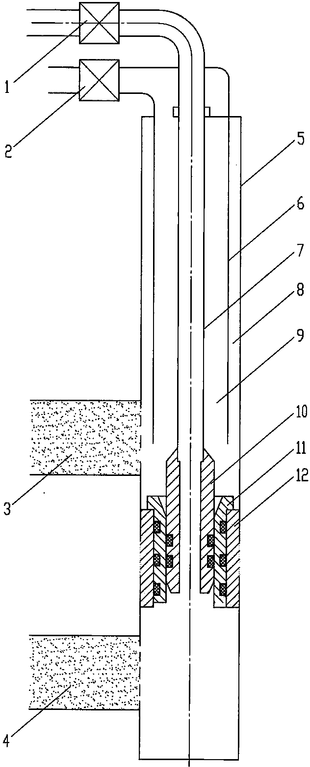 Casing repaired separate layer water injection string