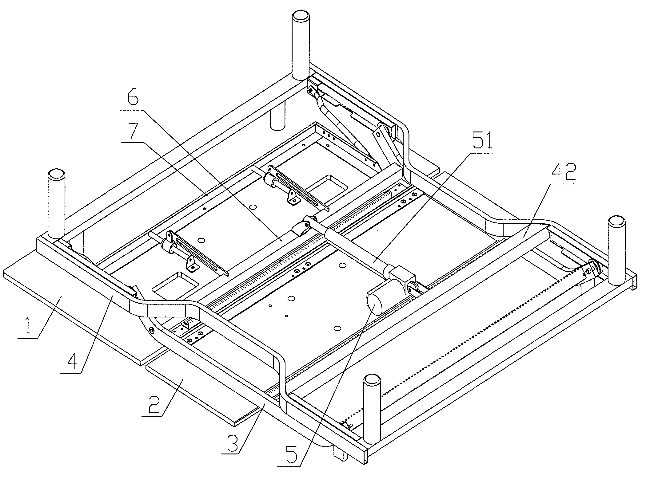 Electric bed front motor drive structure