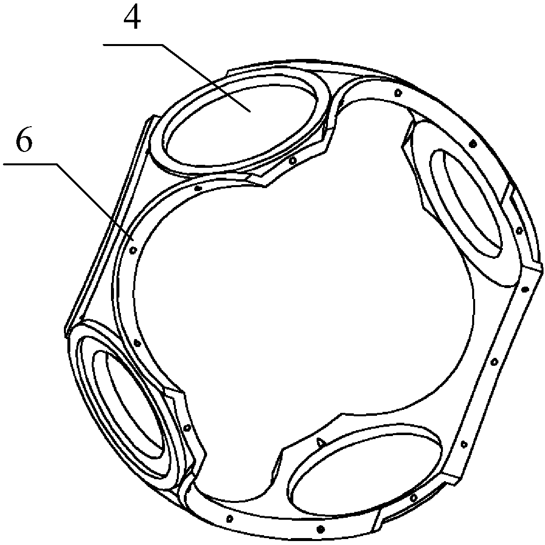 Combined type spherical frame for inertial stabilization platform