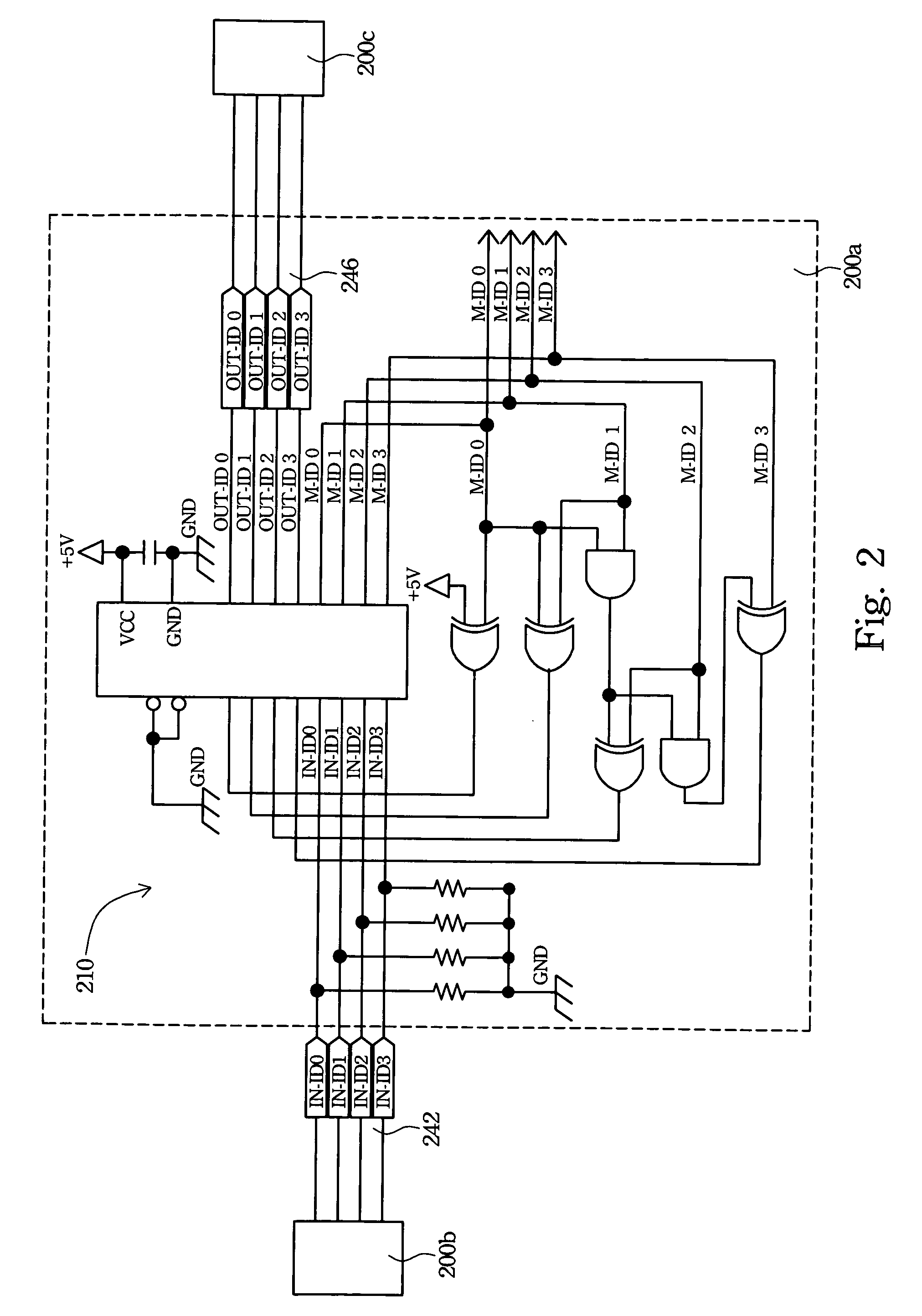 Keyboard video mouse switch for multiple chaining and a method for switching electrical signals thereof