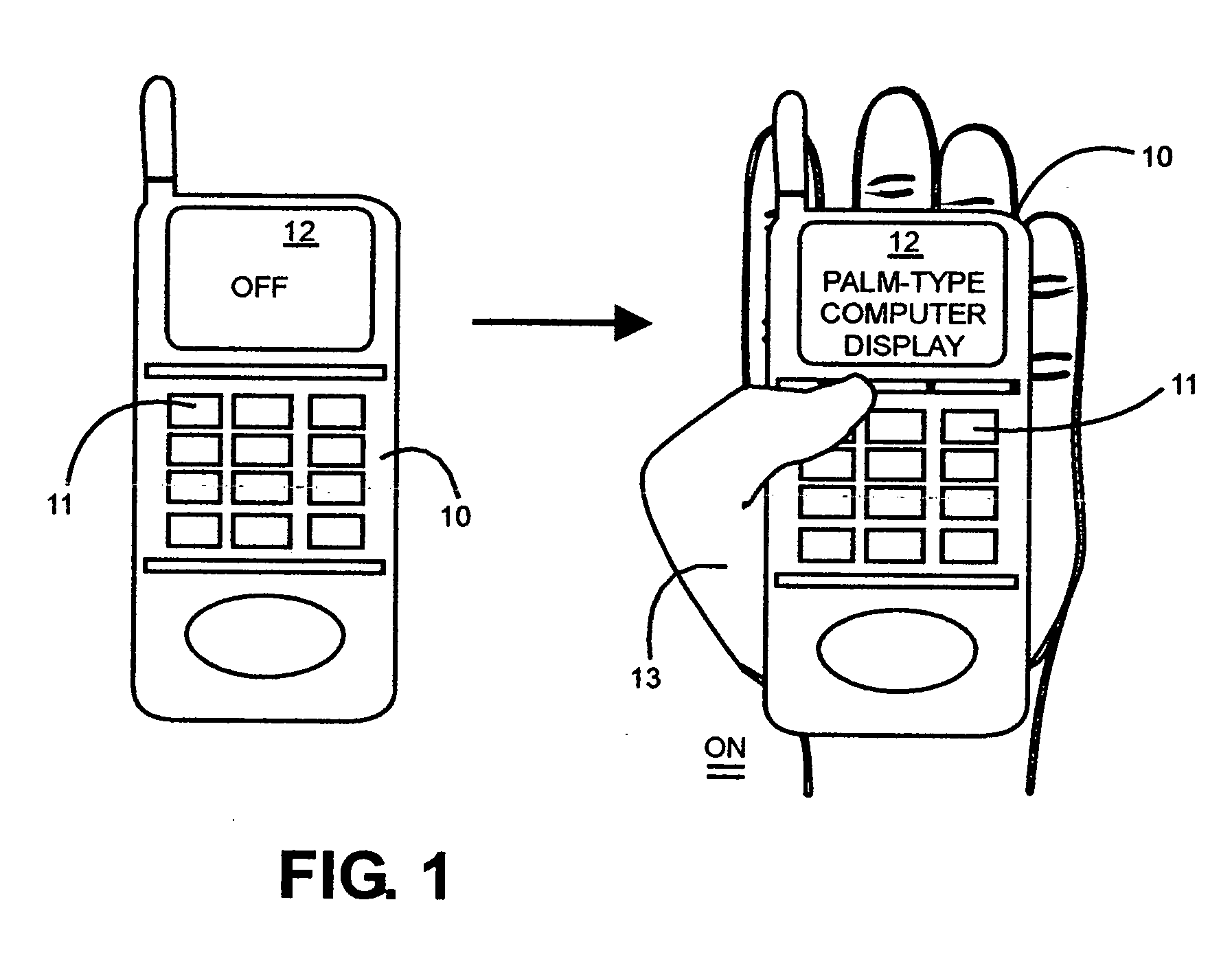 Preventing inadvertent striking of keys and like buttons in handheld palm-type devices when such devices are not in handheld usage