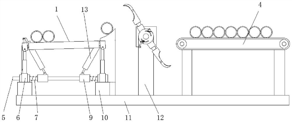 A palletizer for stacking steel pipes