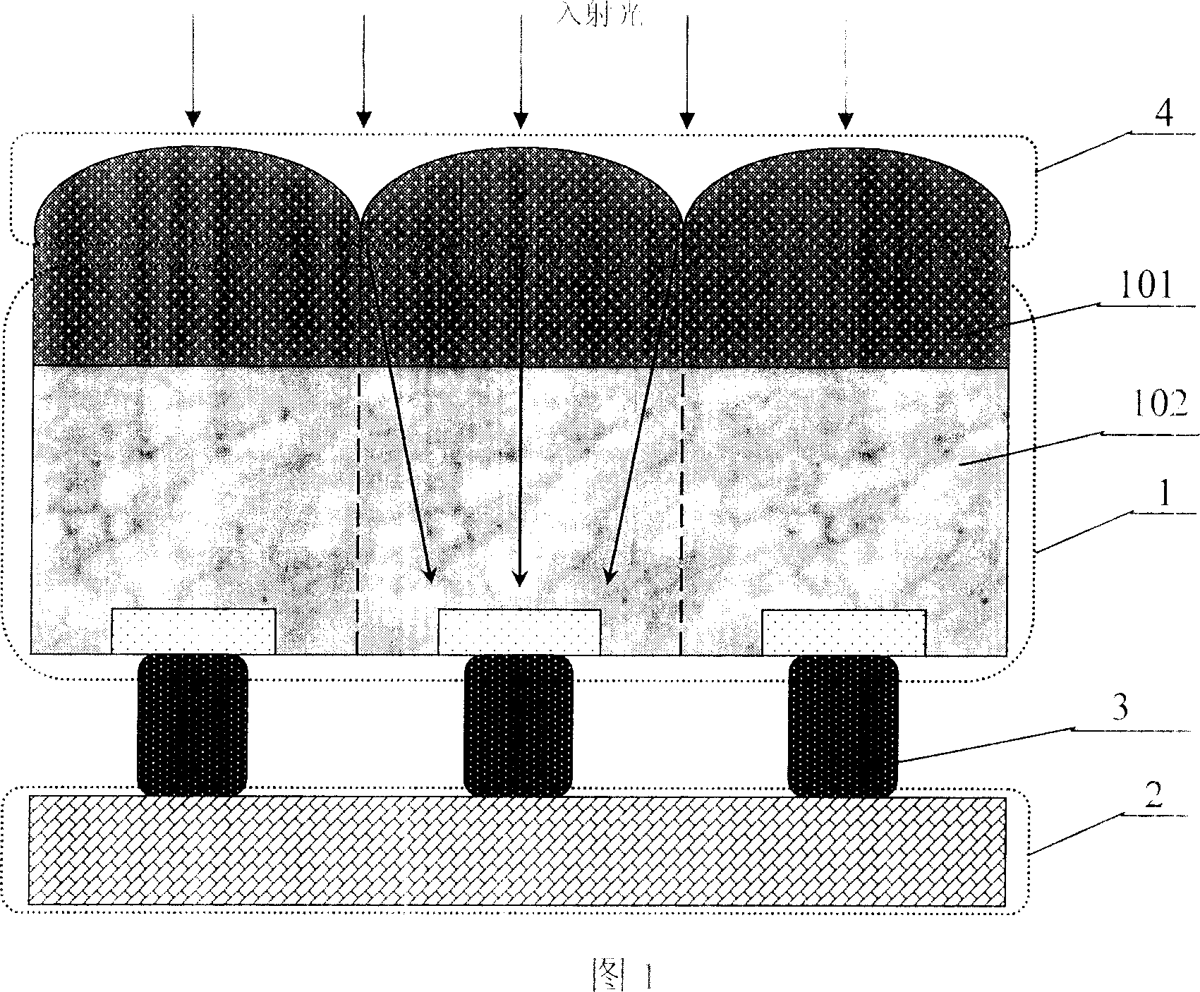 Backward integrated micro-lens infrared focal plane detector and micro-lens producing method