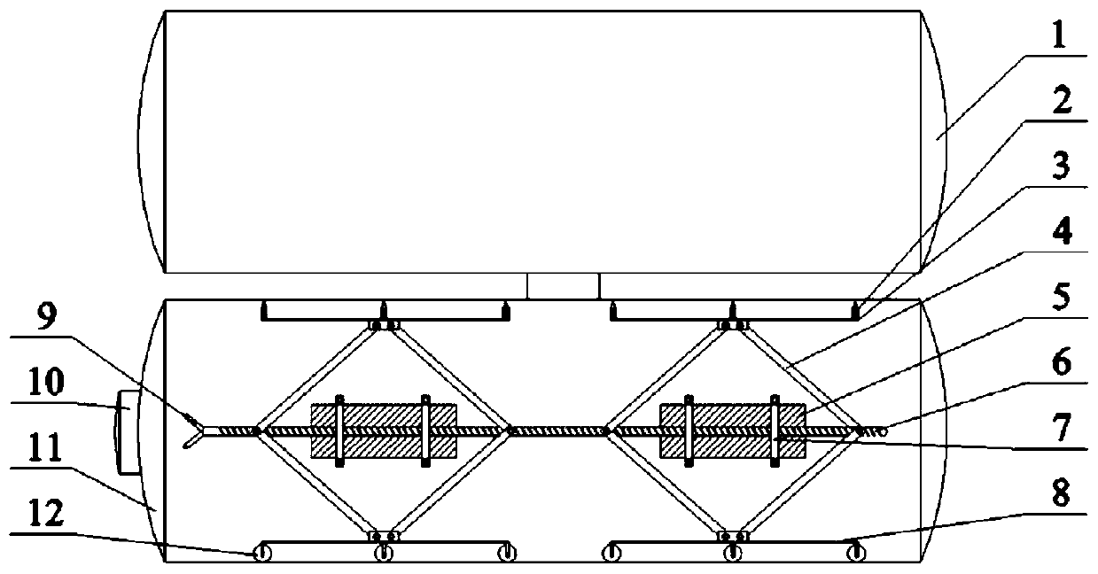 Truss type sacrificial anode protection device of double-cylinder horizontal metering separator