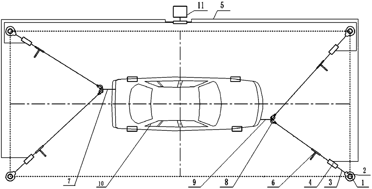 Vehicle dynamic balance tensioning method and tightening device on chassis dynamometer in anechoic room