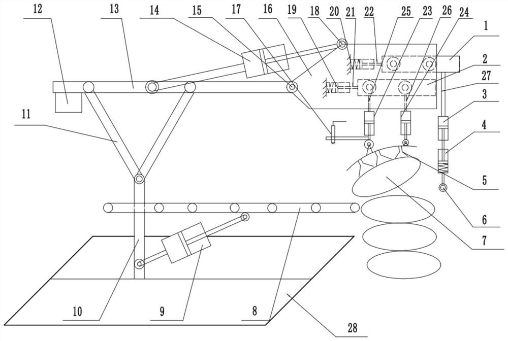 A bagged material handling and conveying device