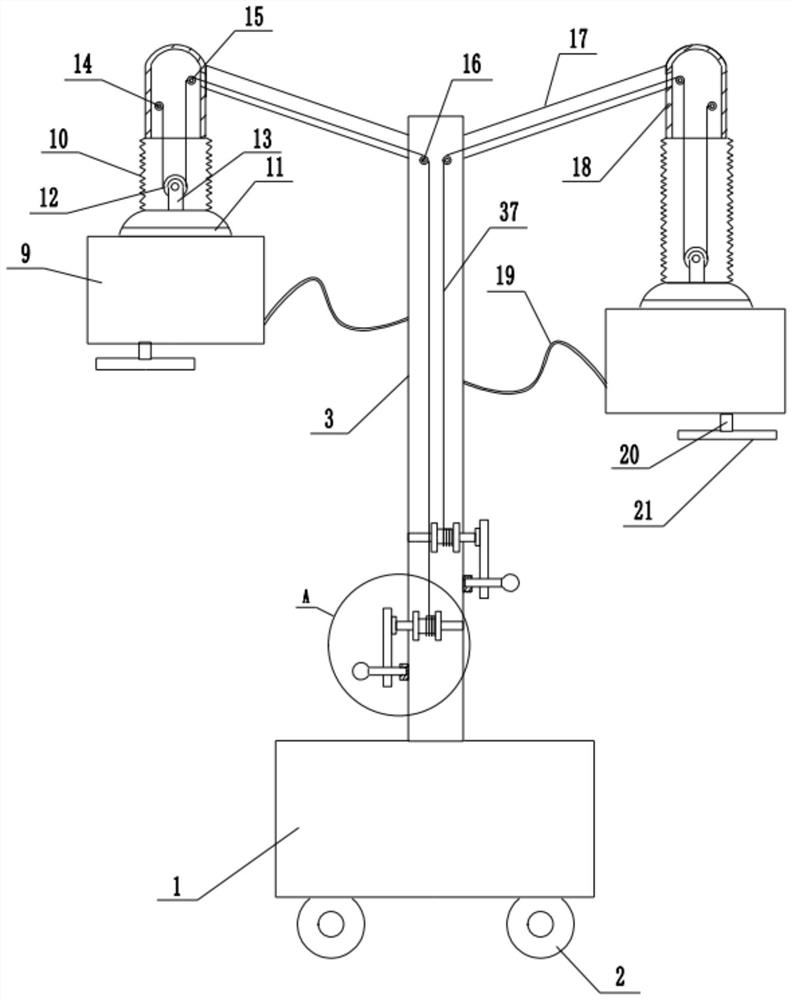 Height-adjustable dedusting and humidifying device for building construction