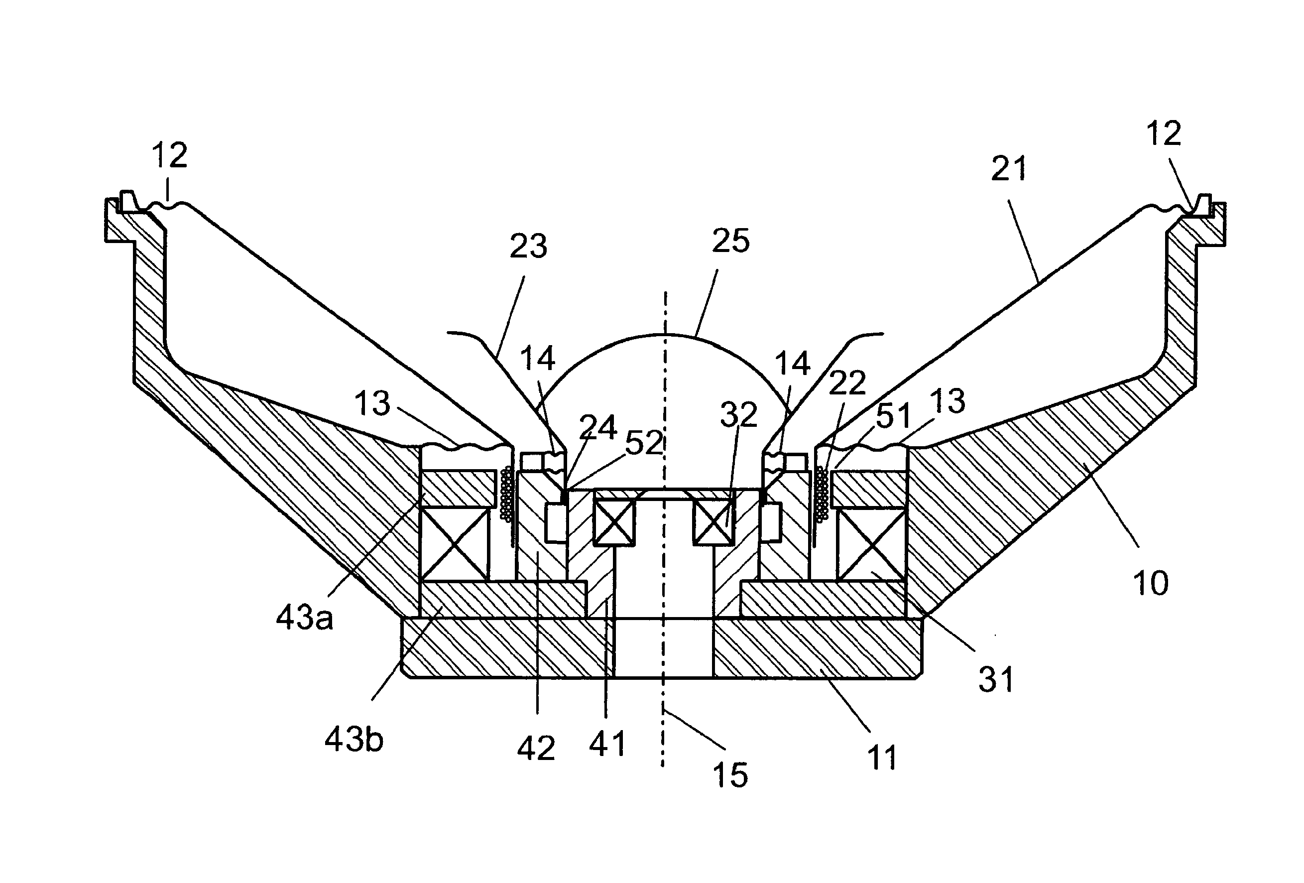 Coaxial loudspeaker arrangement